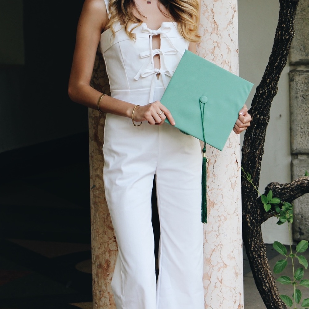 Shopbop Clayton White Denim Jumpsuit Bow Details